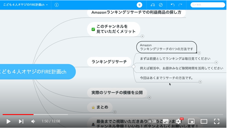 Amazonランキングのリサーチ方法を紹介している様子。画面には「Amazonランキングリサーチの1つの方法です」と記載されている。